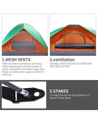 2-Person Double Door Camping Dome Tent Orange & Green