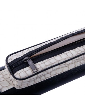 62248-117-441 1/2 4-Hole Plastic Leather Pool Cue Case 32.5 inch Black & Gray White