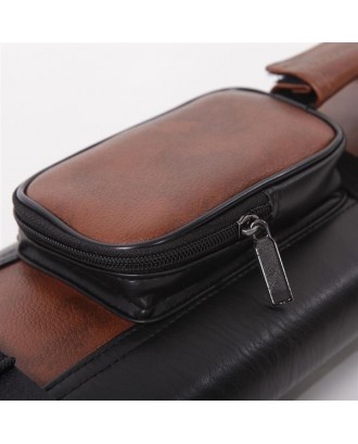 1/2 4-Hole Imitated Leather Pool Cue Case Black & Brown