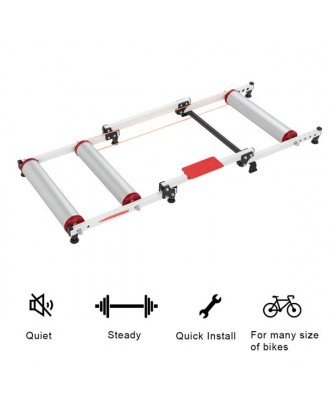 Bike Rollers Adjustable Bike Trainer Stand Foldable Indoor Cycling Bicycle Roller with Resistance for MTB Road Bike Exercise Silver