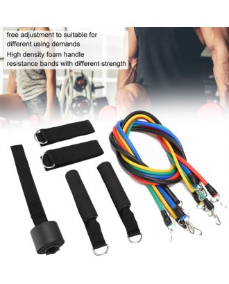11pcs / Set Resistance Bands Ankle Straps Handles Door Anchor Home Workouts Fitness Set