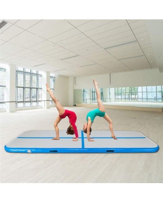 10' x 3.3' Inflatable Gymnastic Mat Air Track Tumbling Mat with Pump Air Floor for Home Use, Beach, Park and Water Blue & Gray