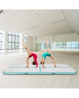 10' x 3.3' Inflatable Gymnastic Mat Air Track Tumbling Mat with Pump Air Floor for Home Use, Beach, Park and Water Green&Gray