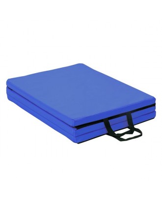 55"x24"x1.2" Tri-fold Gymnastics Yoga Mat with Hand Buckle Blue