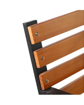 48" Hardwood Slotted Steel Cast Iron Frame Outdoor Patio Garden Bench Park Seat
