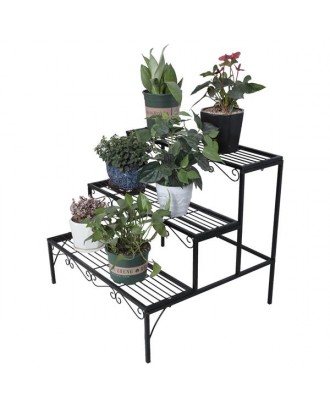 3 Tier Stair Style Metal Plant Stand Outdoor