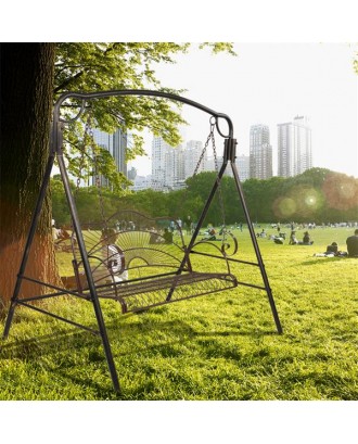Outdoor Garden Iron Wire Double Swing Chair Dark Brown